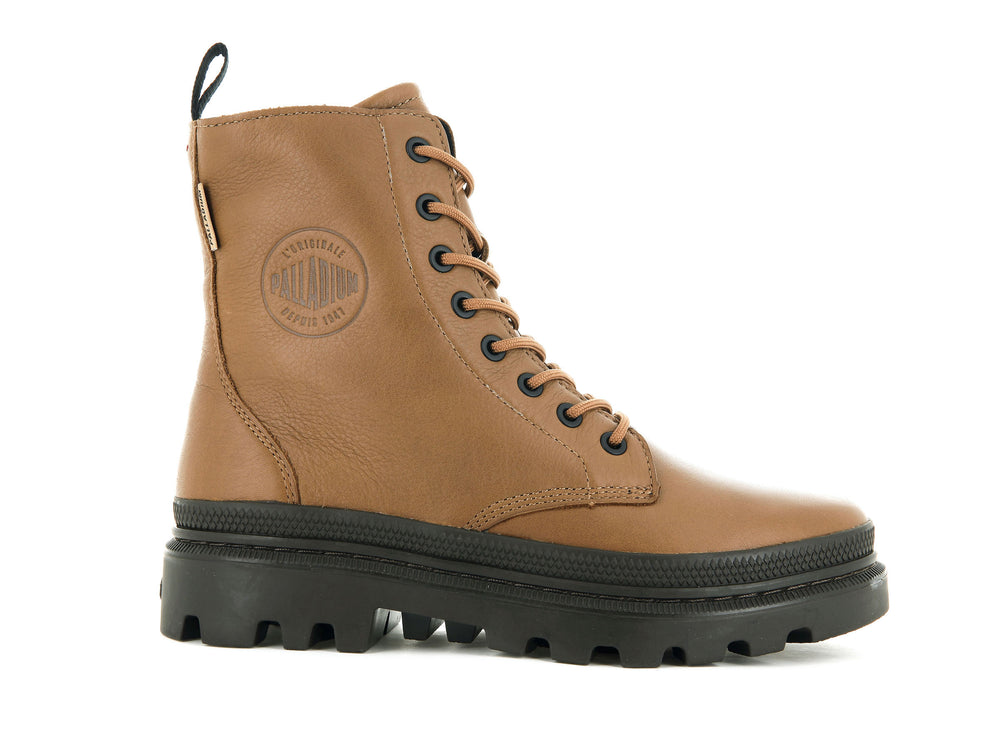 Botas De Invierno Palladium PALLATROOPER OFF LEATHER Mujer Marrones | Costa Rica-06495